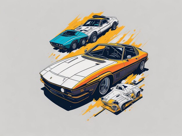 Foto vintage kunstwerk van vintage retro auto voor tshirt grafische vectorillustratie