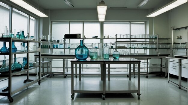 Vintage laboratory with classic glassware