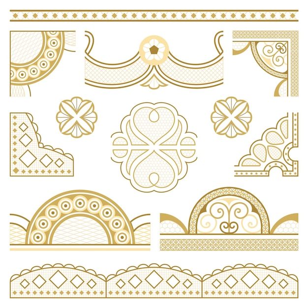 vintage lace png clipart feminine gold fabric transparent design set