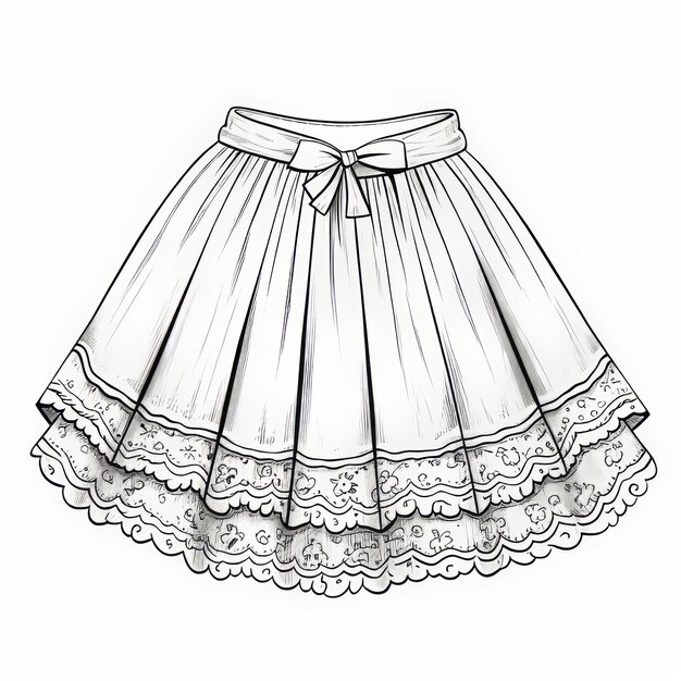 Photo vintage lace skirt black and white coloring pages