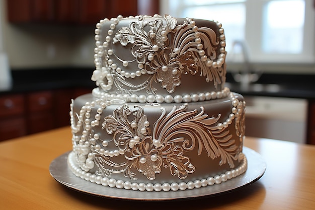 a vintage laceinspired cake with intricate lace Ai generated