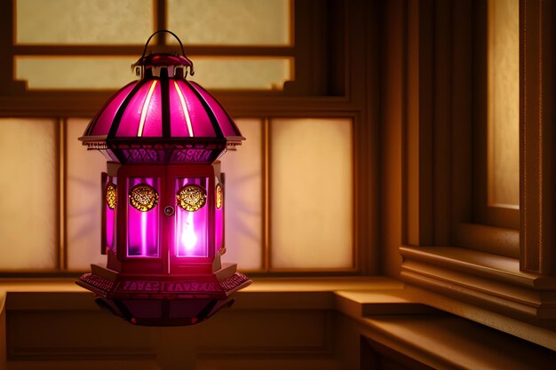 Vintage Lantern Background for Ramadan Mubarak Eid with copy space background Generative AI