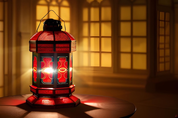 Vintage Lantern Background for Ramadan Mubarak Eid with copy space background Generative AI