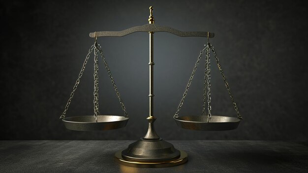 Vintage Law scales on wooden desk concept for justice