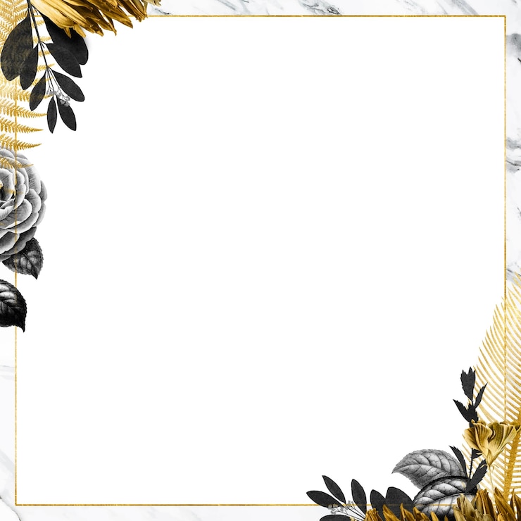Photo vintage leaf gold png frame illustration white marble background