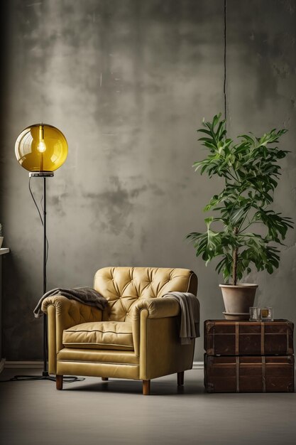 vintage leather sofa in the living room