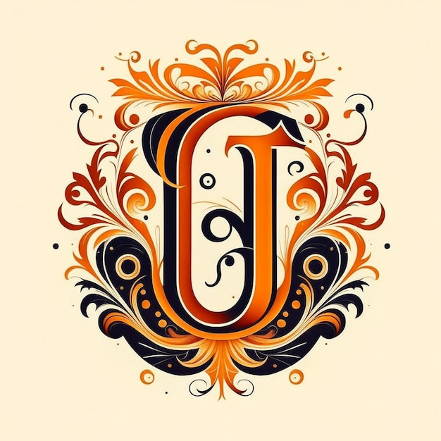 Vintage letter u in the style of baroque vector illustration