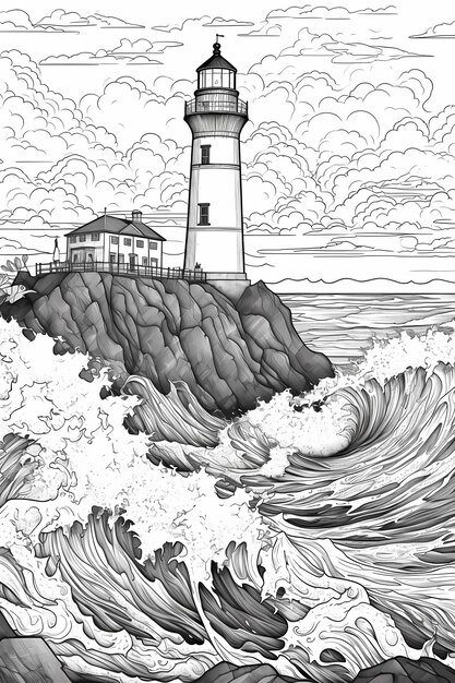 Photo vintage lighthouse building illustration