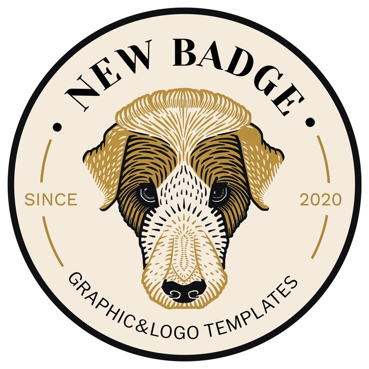 Foto vintage linocut honden badge png doorzichtige achtergrond