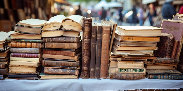 Vintage literaire werken op een Franse bazaar