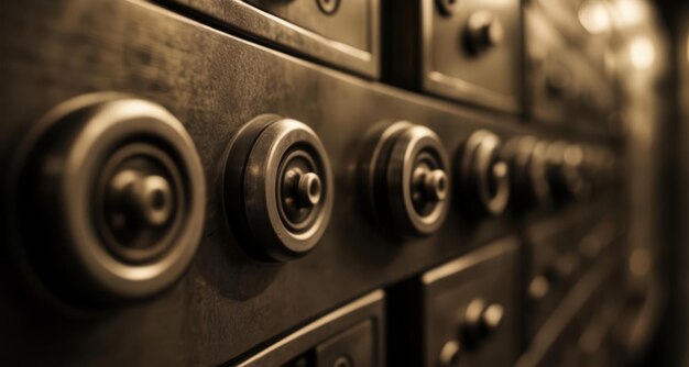 Foto vintage lockers met koperen handgrepen en sloten