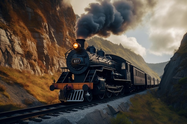 A vintage locomotive chugging through a picturesqu 00523 02
