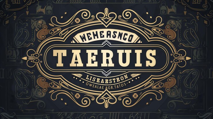 Photo vintage logo design with ornate gold accents and a dark background