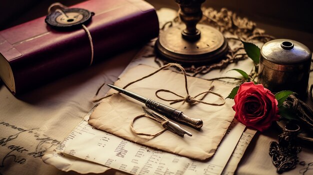 Foto note d'amore d'epoca che catturano il romanticismo con inchiostro e penna