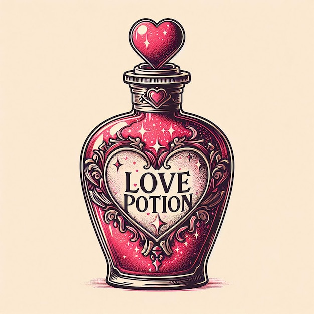 Vintage Love Potion fles met hart accenten