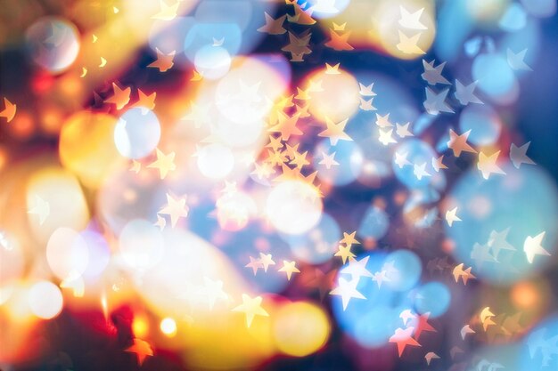 Vintage Magic Background , Bokeh background of de focused glittering lights, Christmas background pattern concept.