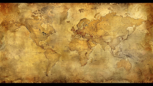 Photo a vintage map of the world with a brownish color