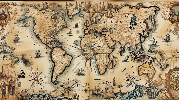 Premium Photo  Vintage Maps Charting Unknown