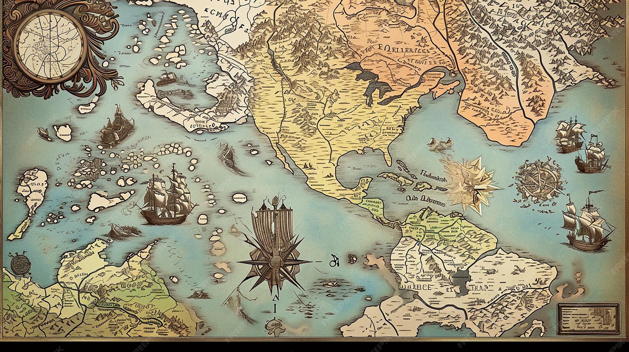 Premium Photo  Vintage Maps Charting Unknown