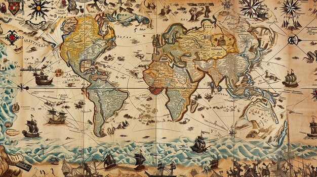 Premium Photo  Vintage Maps Charting Unknown