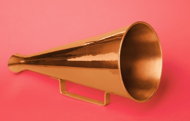 Vintage megaphone on color background