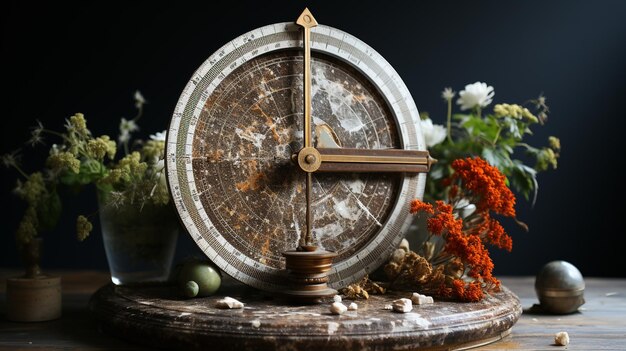 vintage metal scales with water drops