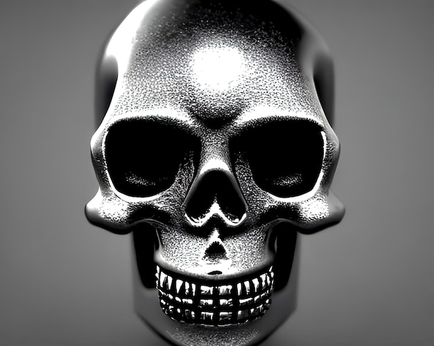Vintage Metal Skeleton Head Artwork with Abstract BackgroundxA