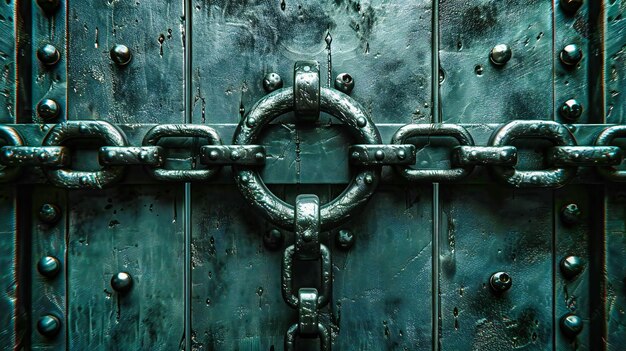 Vintage metalen deur met antiek slot textureerde oude ingang met roestige handvat gedetailleerde architectuur en beveiliging concept
