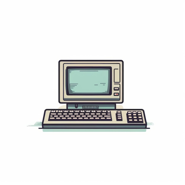 Photo vintage minimalist cartoon computer illustration