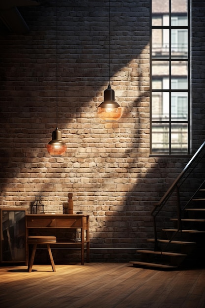 Фото Винтажная современность уютная комната, освещенная мягким освещением, созданным ии