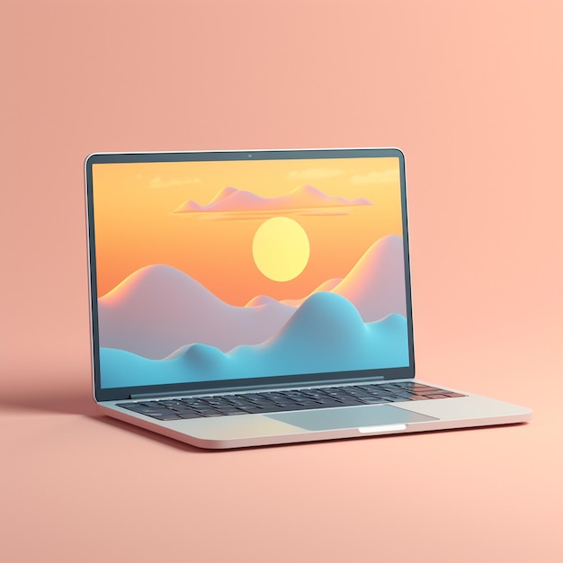 Vintage moonlit macbook mockup serene blue softness