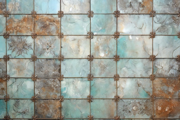 Vintage mosaic tiles texture background Decorative ceramic tile wall