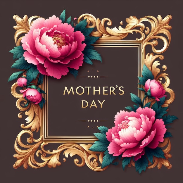 Photo vintage mother39s day frame with lush peonies