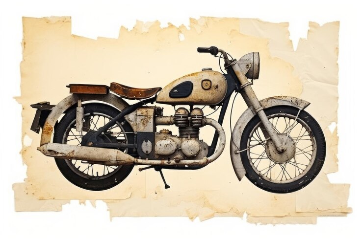 Photo vintage motorcycle vehicle wheel white background