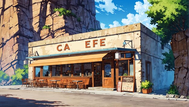 A vintage mountain cliff cafe