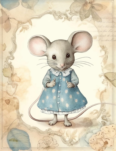 Vintage mouse old paper junk journal digital paper