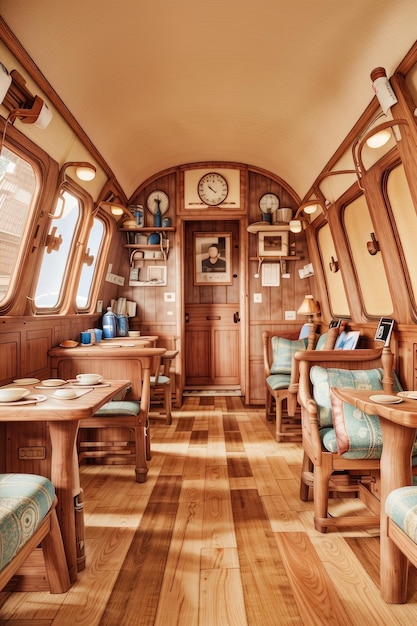 vintage moving restaurant interior