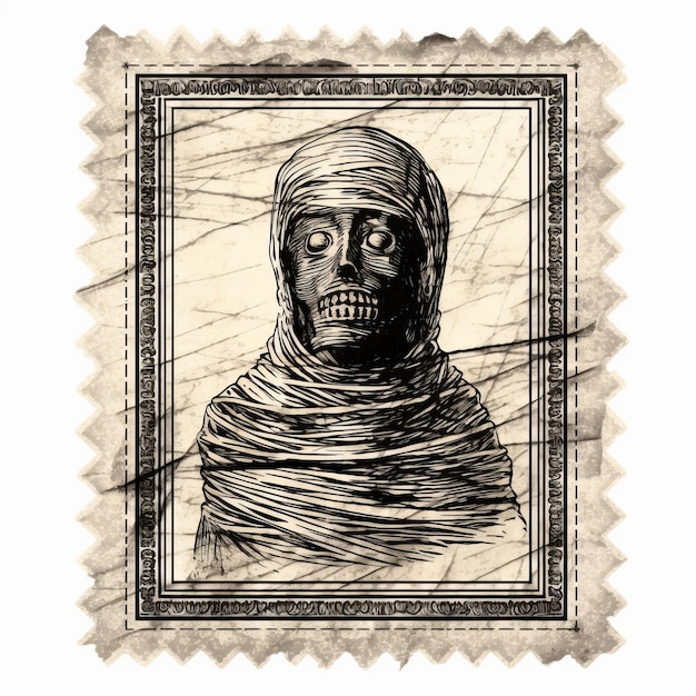 Векторная иллюстрация Vintage Mummies Stamp V2