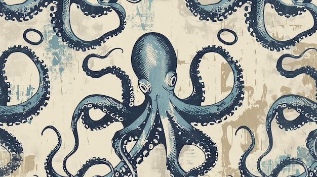 Photo vintage mysterious octopus pattern