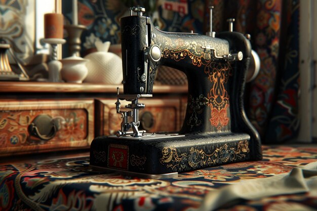 Vintage naaimachine en stof decor octane ren