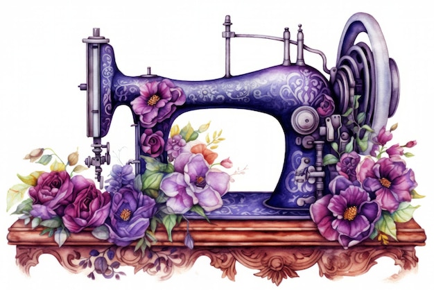 Vintage naaimachine met bloemen