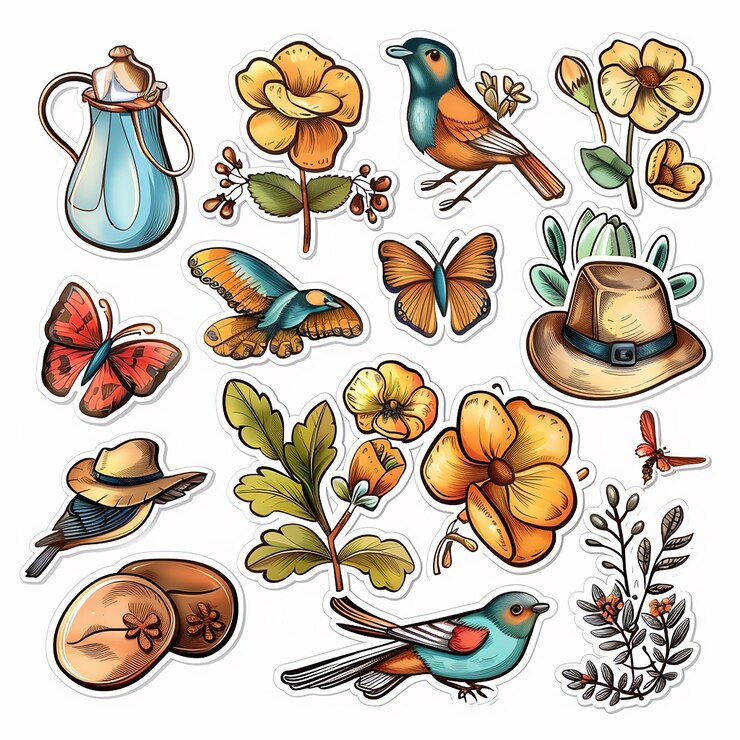 Foto vintage nature die cut stickerpakket