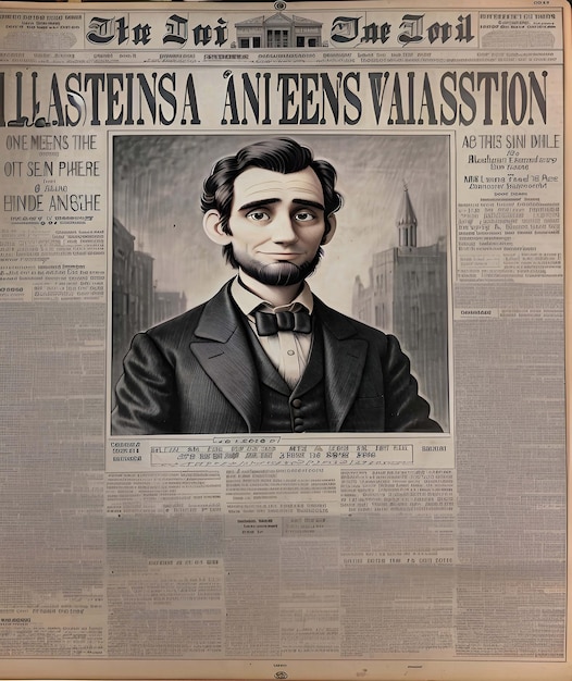 Foto un titolo di giornale antico che annunciava l'assassato di lincoln