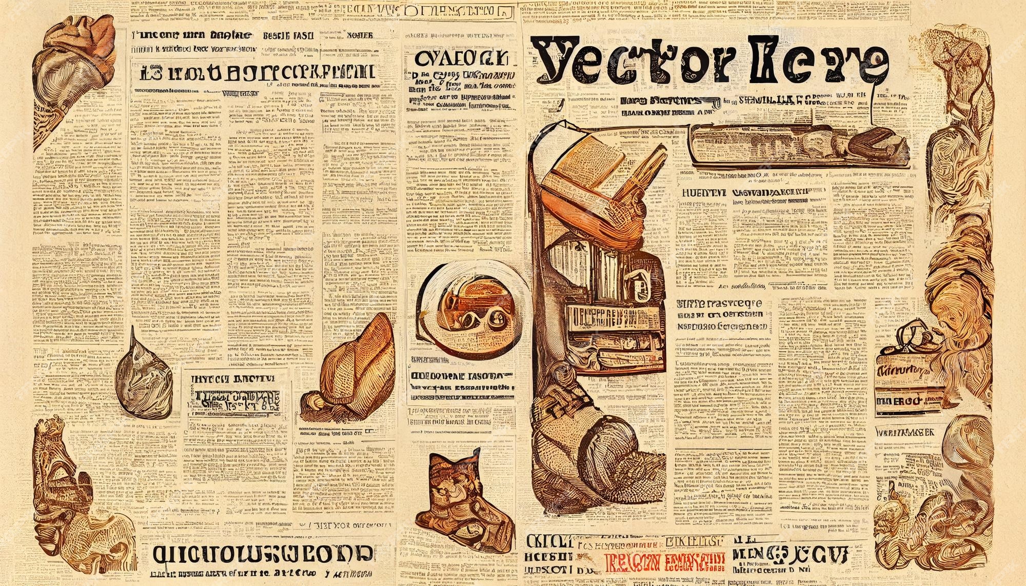 Premium Photo | Vintage newspaper illustration background image