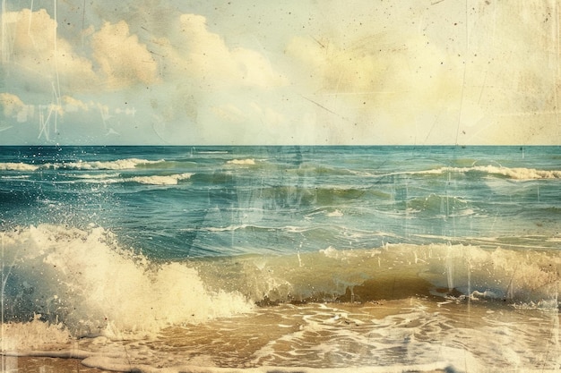 Vintage Ocean Retro Artistic Texture of Antique Sea Background Premium AI generated image