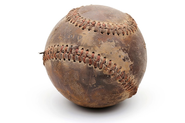 Vintage Old Baseball Retro Game Damaged Memory of Isolated Baseball Ball