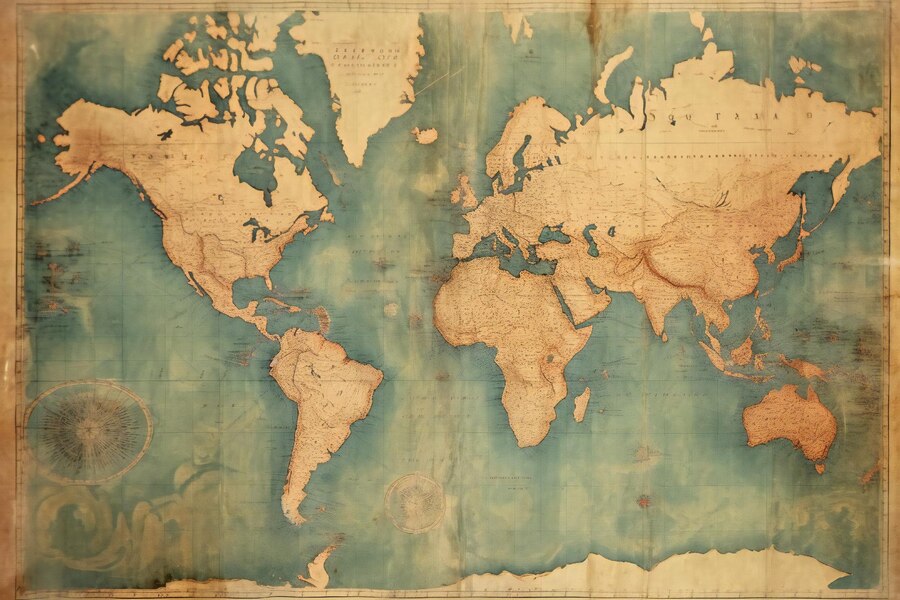 Premium AI Image | Vintage old earth map on white background