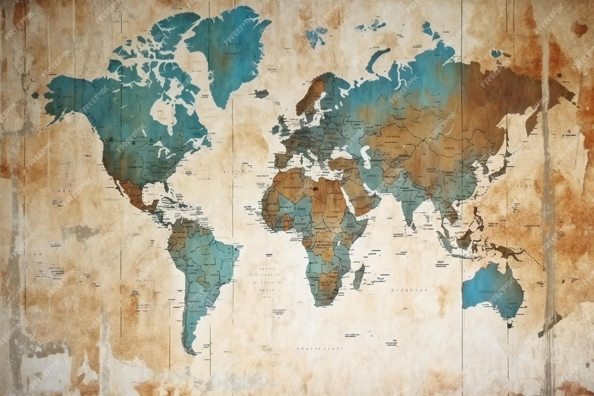 Premium AI Image | Vintage old earth map on white background