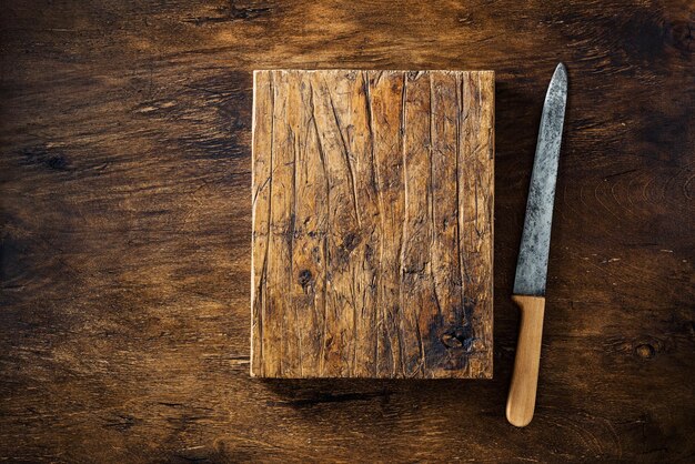 Vintage old knife and Empty cutting Board