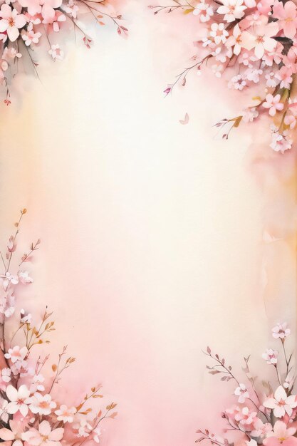 写真 ヴィンテージの古い紙と水彩の桜